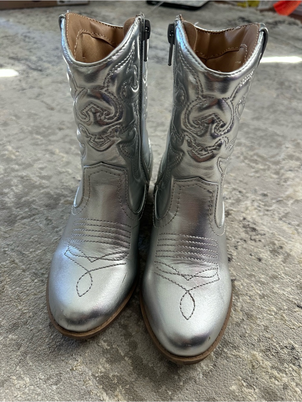 Soda Metallic Silver Kids Western Boots 13 - Picture 3 of 4